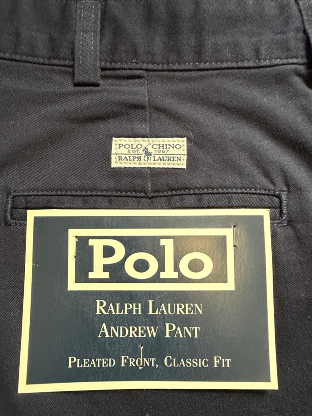 Polo by Ralph Lauren Men’s Navy Chino Pants - Classic Flat Front - Picture 2 of 8